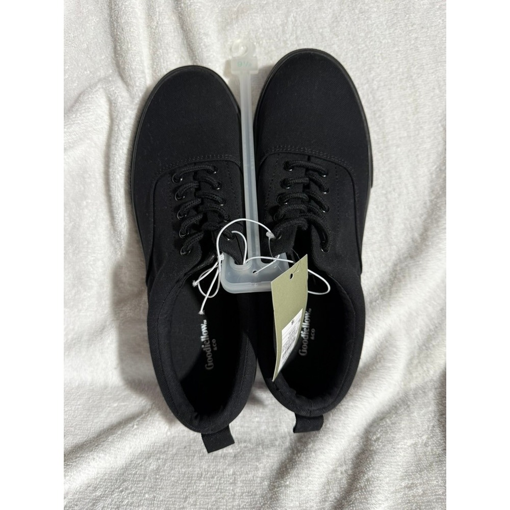 Goodfellow & Co Mens Jeffrey Canvas Sneakers Black Low Top Lace Up Shoes 9.5